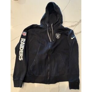 Nike NFL Las Vegas Raiders Full Zip Hoodie Black‎ Mens Large Fleece Sweatshirt